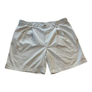 George Foreman Mens Beige Cotton Pleated Golf Shorts Size 50
